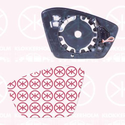 Mirror Glass, exterior mirror, Right, Number of pins: 4, without automatic dimming, for vehicles with blind spot assistant, Heatable, 3V0857522F (SKODA), 3V0857522H (SKODA), 3V0857522K (SKODA)