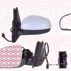 Exterior Mirror, Left, for electric mirror adjustment, Heatable, w/primer, Aspherical, 5J1857507A (SKODA)