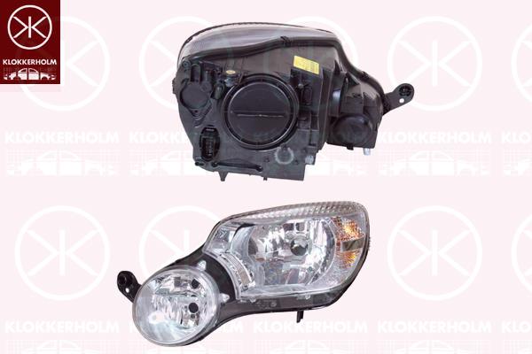 Headlight, Right, H7/H4, with motor for headlamp levelling, AL, 5L1941016A (SKODA), 5L1941018A (SKODA)