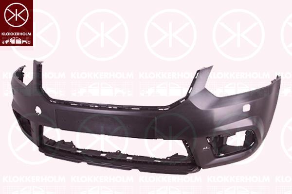 Bumper, Front, Smooth, grey, with hole(s) for washer nozzle, 5L0807221L (SKODA), 5L0807221S (SKODA)