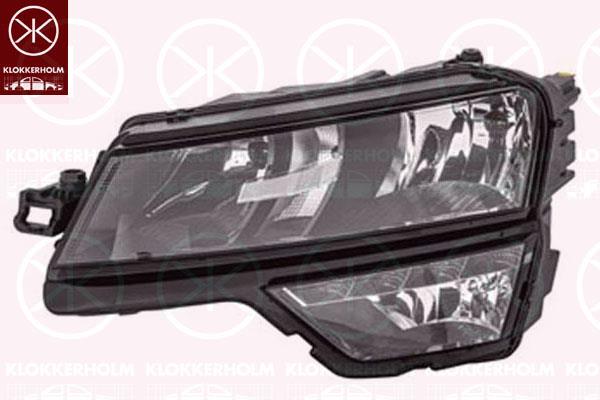 Headlight, Left, H7/H1, PWY24W, W5W, with daytime running light (LED), with motor for headlamp levelling, 57B941015 (SKODA), 57B941017 (SKODA)