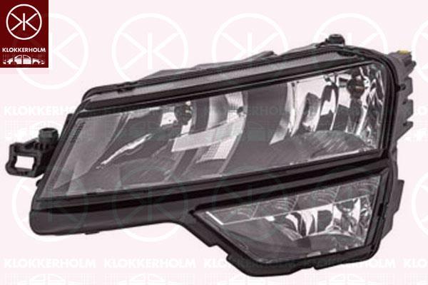 Headlight, Left, H7/H1, H8, PWY24W, W5W, with front fog light, with daytime running light (LED), with motor for headlamp levelling, 57B941015A (SKODA), 57B941017A (SKODA)