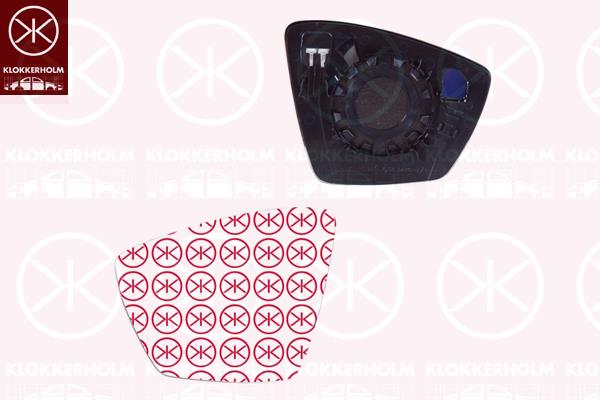 Mirror Glass, exterior mirror, Right, Heatable, Convex, 565857522 (VW), 565857522 (SKODA)