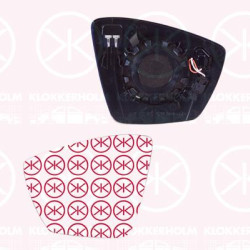 Mirror Glass, exterior mirror, Left, for vehicles with lane keeping assist, Heatable, Convex, 565857521D (VW), 565857521D (SKODA)