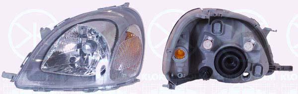 Headlight, H4, for vehicles with headlight levelling, Valeo type, Right, Indicator Colour: yellow, Illuminance [lx]: 17.5, 81130 0D011 (TOYOTA), 81130 0D021 (TOYOTA)