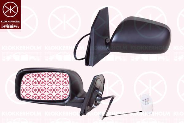 Exterior Mirror, Right, for electric mirror adjustment, Number of pins: 5, Connector Shape: round, Heatable, Convex, 87901-02170 (TOYOTA), 87901-02250 (TOYOTA)