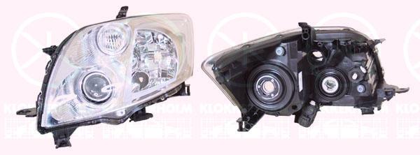 Headlight, H11/HB3, with motor for headlamp levelling, Valeo type, Left, Illuminance [lx]: 12.5, Housing Colour: chrome, 81170 02460 (TOYOTA), 81170-02470 (TOYOTA)