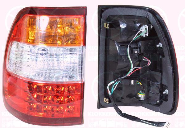 Tail Light Assembly, LED, with bulb holder, Left, Indicator Colour: yellow, Outer section, not ECE approved, 81360711 (TOYOTA), 81561 60670 (TOYOTA), 8156160671 (TOYOTA)