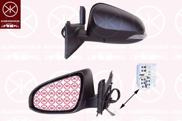 Exterior Mirror, Right, for electric mirror adjustment, Number of pins: 7, with indicator, Heatable, Convex, w/primer, 879100D580 (TOYOTA), 87910-0D580 (TOYOTA)