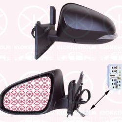 Exterior Mirror, Right, for electric mirror adjustment, Number of pins: 7, with indicator, Heatable, Convex, w/primer, 879100D580 (TOYOTA), 87910-0D580 (TOYOTA)