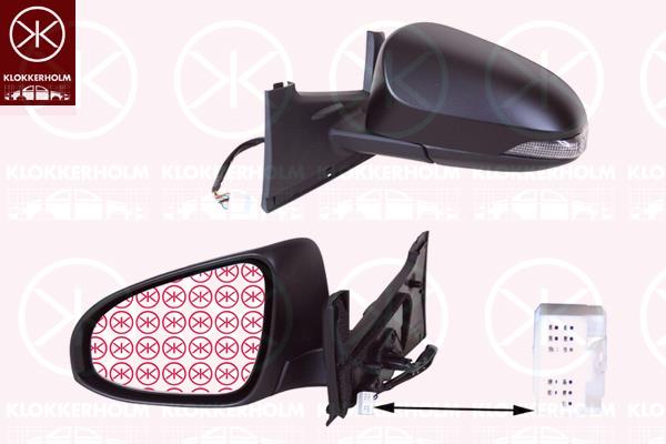 Exterior Mirror, Left, for electric mirror adjustment, Electronically foldable, Number of pins: 9, with indicator, Heatable, Convex, w/primer, 879400DB50 (TOYOTA), 87940-0DB50 (TOYOTA)