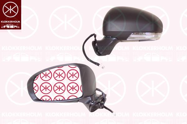 Exterior Mirror, Left, for electric mirror adjustment, with indicator, Heatable, Number of pins: 7, w/primer, Aspherical, 87940 47190 (TOYOTA)