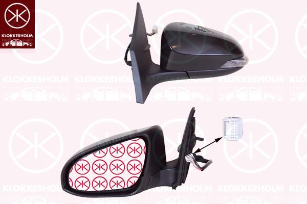 Exterior Mirror, Left, for electric mirror adjustment, Number of pins: 7, with indicator, Heatable, w/primer, Convex, 8794002F70 (TOYOTA), 87940-02F70 (TOYOTA), 87945-0F911 (TOYOTA)