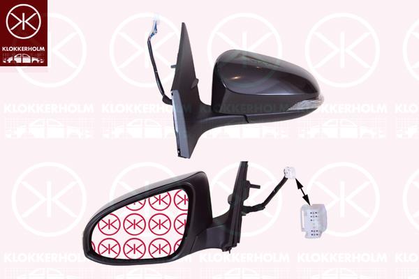 Exterior Mirror, Right, Electronically foldable, for electric mirror adjustment, Number of pins: 9, with indicator, Heatable, w/primer, Convex, 87915-0F911 (TOYOTA), 8791002G40 (TOYOTA), 87910-02G40 (TOYOTA)