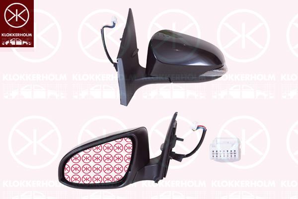 Exterior Mirror, Left, Electronically foldable, for electric mirror adjustment, Number of pins: 9, with indicator, Heatable, w/primer, Convex, 87945-0F911 (TOYOTA), 8794002E50 (TOYOTA), 87940-02E50 (TOYOTA)