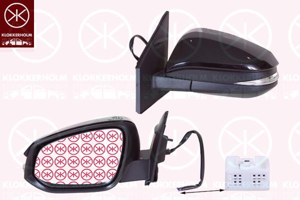 Exterior Mirror, Left, for electric mirror adjustment, Electronically foldable, with indicator (LED), Number of pins: 9, Heatable, Convex, w/primer, 8794042B80 (TOYOTA), 87940-42B80 (TOYOTA)