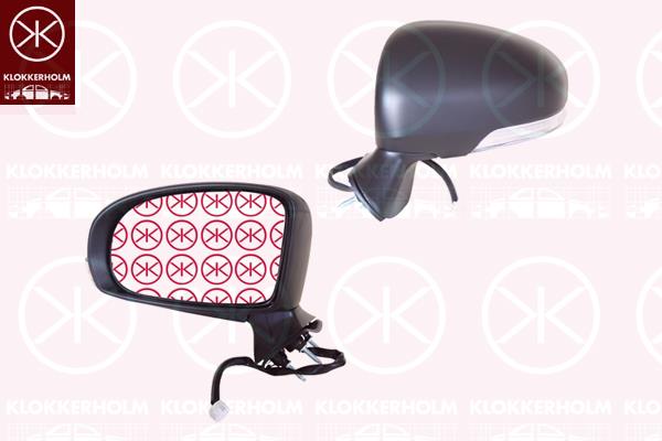 Exterior Mirror, Left, for electric mirror adjustment, Number of pins: 7, with indicator, Heatable, w/primer, Aspherical, 8790905390A0 (TOYOTA), 8790905390B2 (TOYOTA)