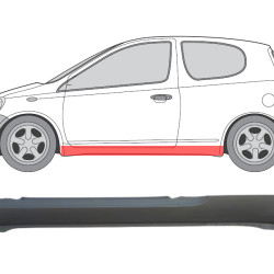 Toyota Yaris (99-) Próg (3D, lewy), slenksčiai, Toyota Yaris slenkstis, 810341-2