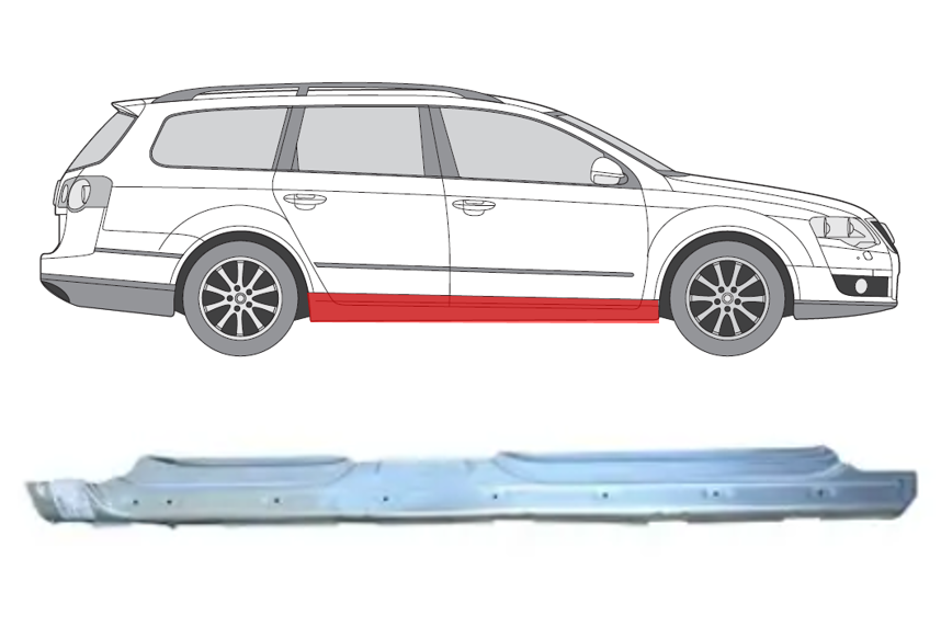 VW Passat (05-) Slenkstis (4D, dešinė), slenksčiai, VW Passat slenkstis, 955542-1, 5839104, 5901532627831