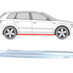 Audi A3 Sportback (04-) Threshold (4 doors, right), Audi A3 Sportback (2004- 2015) Slenkstis, 8P4809842 (AUDI)