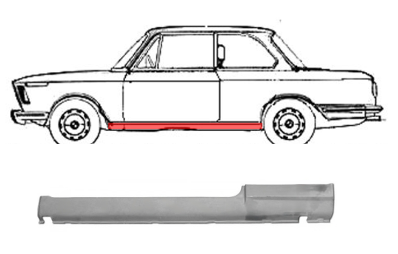 BMW 2 (66-) Slenkstis (2D, kairė), slenksčiai, E6, E10, BMW 2 Slenkstis