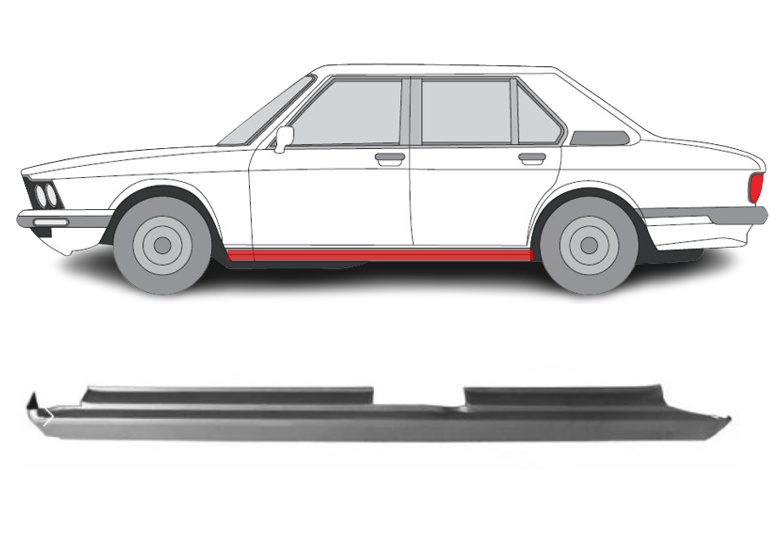 BMW 5 (73-/81-) Slenkstis (4D, kairė), slenksčiai, e12, 0605.01, 124041, 201341, 5901532025767, BMW5 Slenkstis