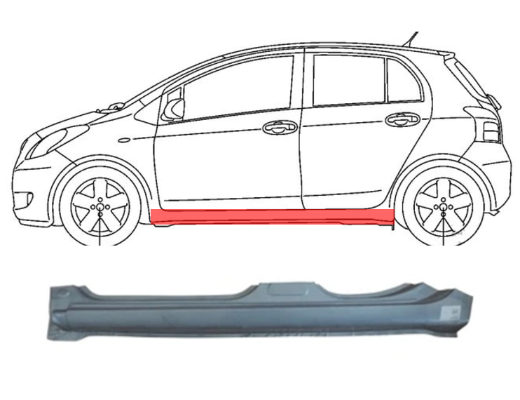 Toyota Yaris (06-) Slenkstis (5 durų, kairė), 810541, Toyota Yaris (2006- 2011) Slenkstis, 6141252170