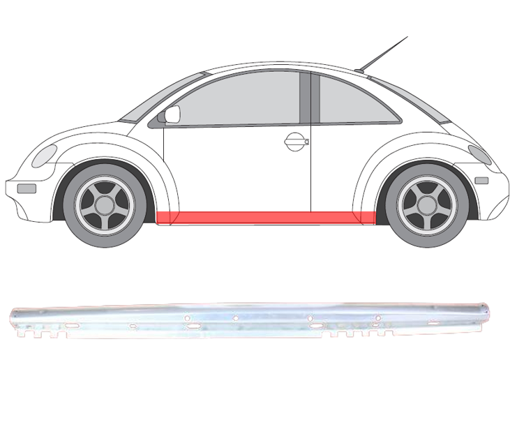 VW New Beetle (98-) Slenkstis (kairė), 1C0 809 673 (VW), 1C0809673 (VW), VW New Beetle 1998- 2010 slenkstis