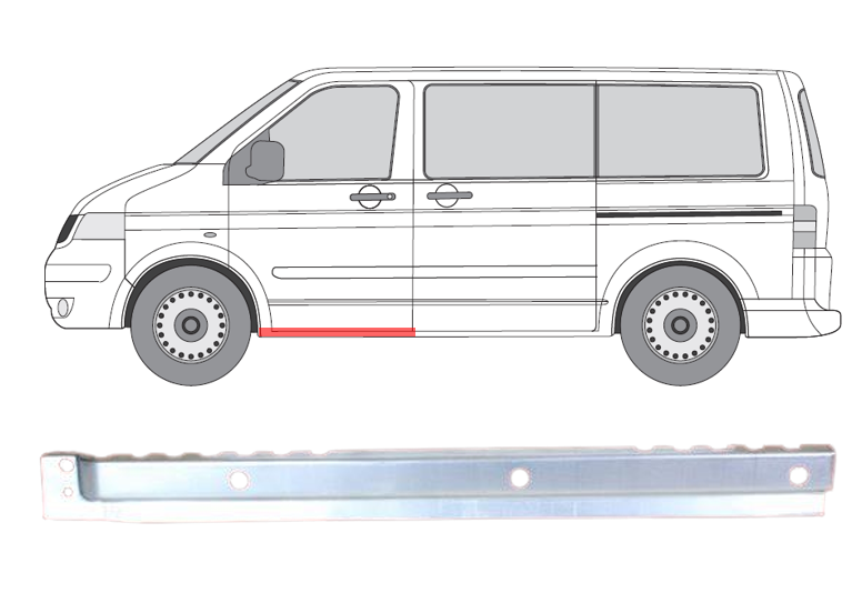 T5/Multivan (03-) Vidinis slenkstis (kairė), 956841-2, VW Transporter T5 Multivan vidinis slenkstis