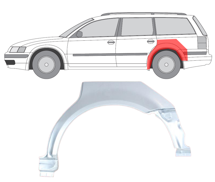 VW Passat (97-) Arka (kombi, kairė), 953958-3, 9548836K, VW Passat 1997 Galinė arka