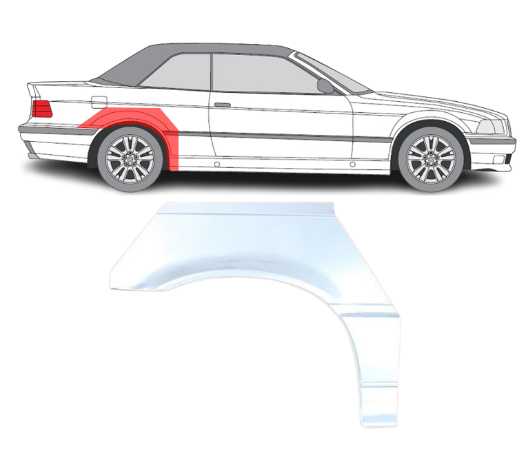 BMW 3 (90-) Galinė arka (Coupe, dešinė), BMW 3 galinė arka, E36 Galinė arka, 119232, 200784-3, 0640146, 5901532023671, BMW 3 galinė arka, E36 Galinė arka, 119232, 200784-3, 0640146, 5901532023671