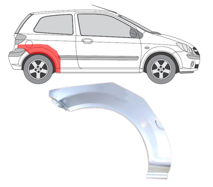 Hyundai Getz (02-) Arka (3D, dešinė), Galinės arkos, Hyundai Getz galinė arka, 404284-3, 5901532688948, Galinės arkos