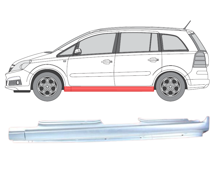 Opel Zafira (05-) Slenkstis (kairė), 556141, Opel Zafira 2005- 2012 Slenkstis, Opel Zafira 2005- 2012 Slenkstis, 556141