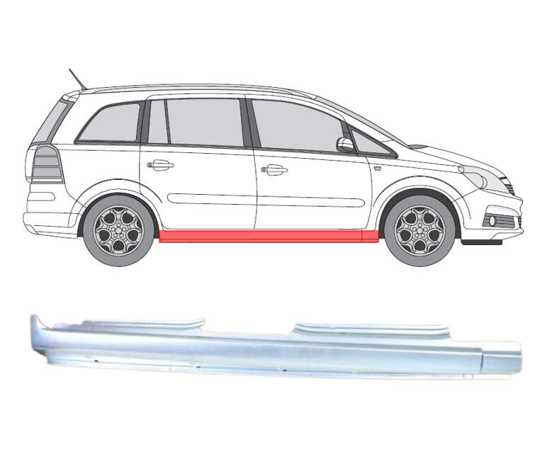 Opel Zafira (05-) Slenkstis (dešinė), Opel Zafira 2005- 2012 Slenkstis, 556142, Opel Zafira 2005- 2012 Slenkstis, 556142