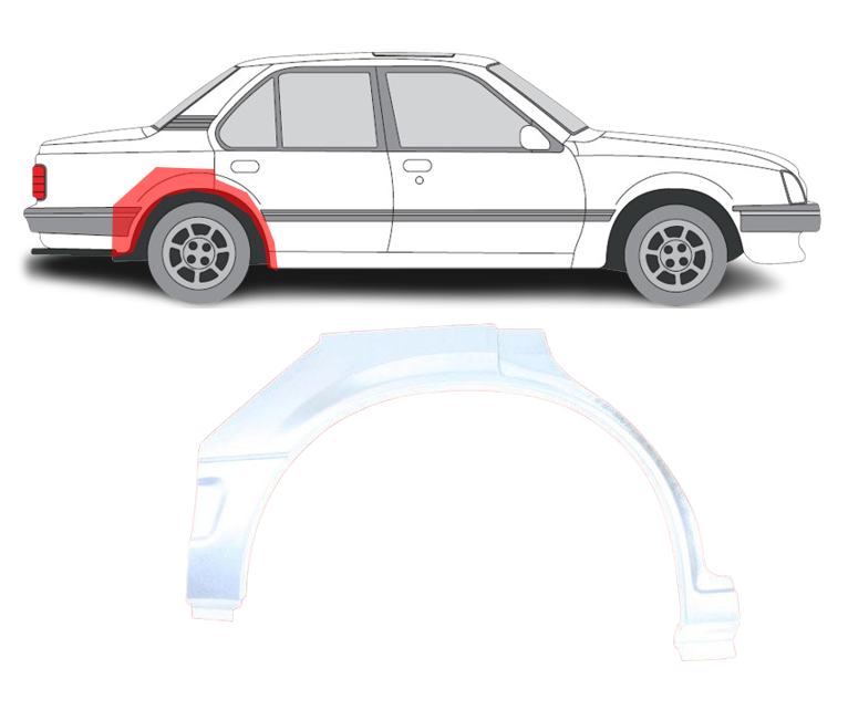 Opel Ascona (81-) Arka (4D, dešinė), Galinės arkos, 37 60 148, 315132, 551384-4, 5901532140255, Opel Ascona arka, Galinės arkos