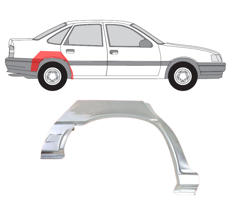 Opel Vectra (88-) Arka (4D, dešinė), Galinės arkos, 321131, Opel Vectra galinė arka, 551484-6, 3763148, 5901532140798, Galinės arkos, Opel Vectra galinė arka