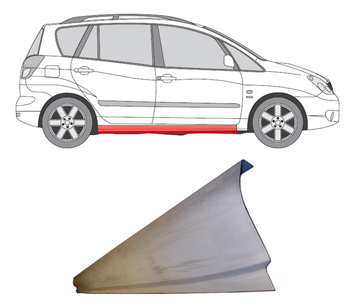 Toyota Corolla Verso (01-) Slenkstis (dešinė), Toyota Corolla Verso (2001- 2004) Slenkstis, 818542-2, Toyota Corolla Verso (2001- 2004) Slenkstis, 818542-2