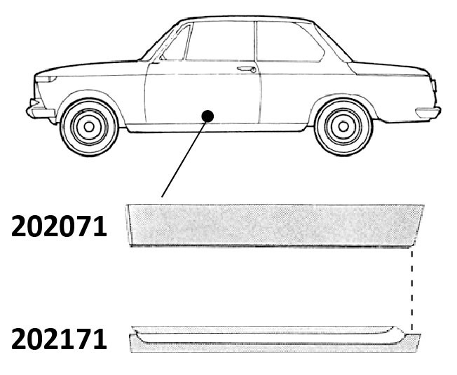 BMW 2 (66-) 1502/2002 Durų remontinė dalis (apatinė, kairė), 