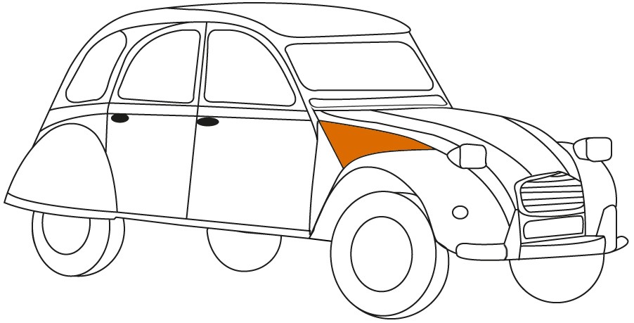 Citroën 2CV/Fourgonette Variklio dangčio dalis (dešinė), 