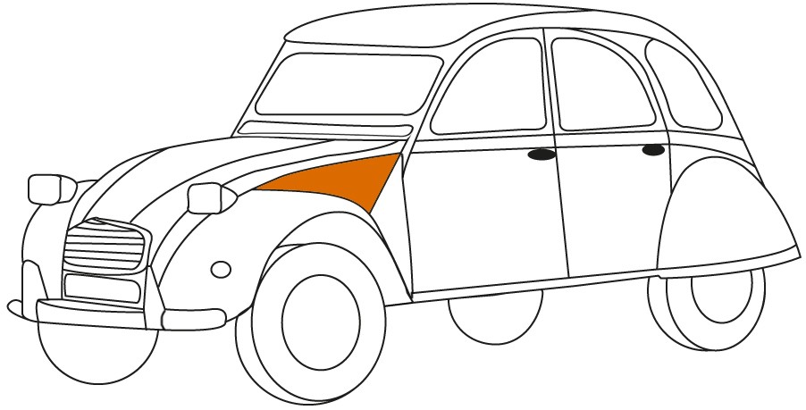 Citroën 2CV/Fourgonette Variklio dangčio dalis (kairė), 