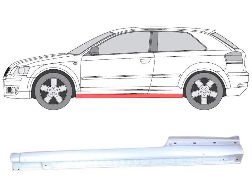 Audi A3 (04-) Slenkstis (2 durų, kairė), 