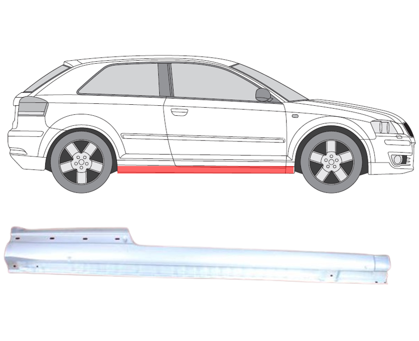 Audi A3 (04-) Slenkstis (2 durų, dešinė), 