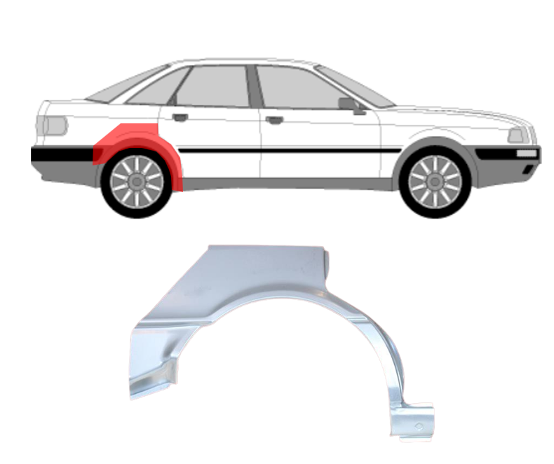 Audi 80 (86-) Arka (4D, dešinė), Audi 80 galinė arka, Galinės arkos, 109132, 130784-6, 0320148, 5901532002447, Galinės arkos, Audi 80 galinė arka, 109132, 130784-6, 0320148, 5901532002447