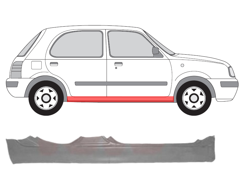 3305104,967042,270542-1,5901532046793,76410-49B00,Nissan Micra 1992 slenkstis,Nissan Micra 1992 slenksciai,Nissan Micra 1992 slenksčiai,Nissan Micra 1992 door sill,Nissan Micra 1992 paroga