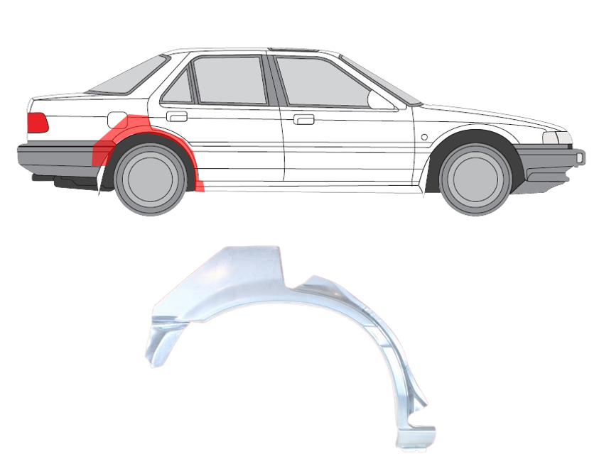 Honda Accord (85-) Arka (4D, dešinė), Galinės arkos, Honda Accord galinė arka, 381484-4, 5901532095166, Galinės arkos, Honda Accord galinė arka, 381484-4, 5901532095166