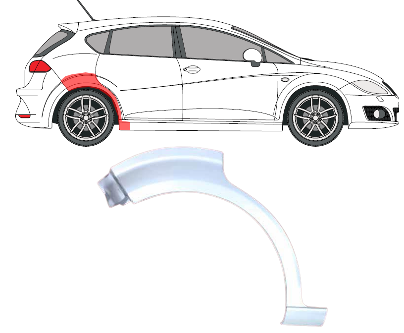 Seat Leon (05-) Galinė arka (5 durų, dešinė), Seat Leon (2005- 2013) Galinė arka, 6726845K