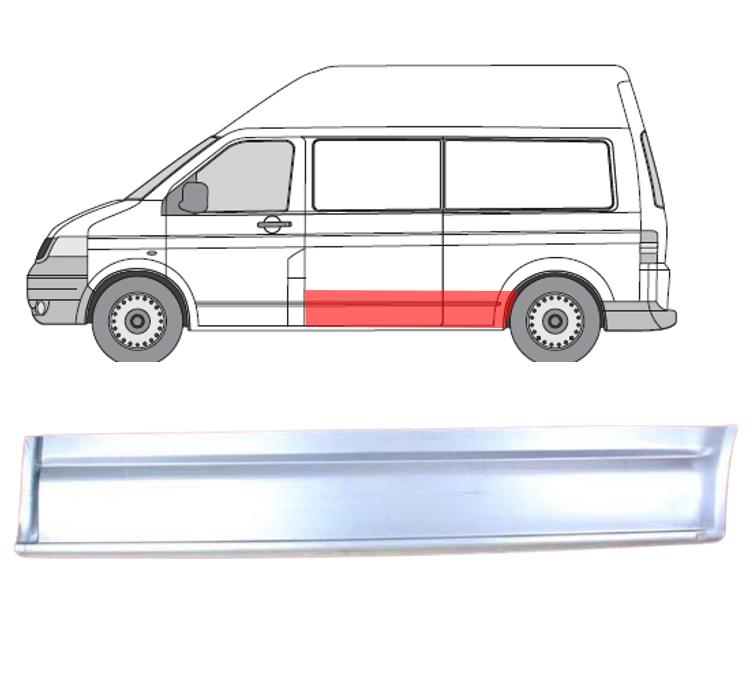 T5/Multivan (03-) Šono skarda (ilgo, kairė), VW Transporter T5/Multivan 2003- 2015 Šono skarda