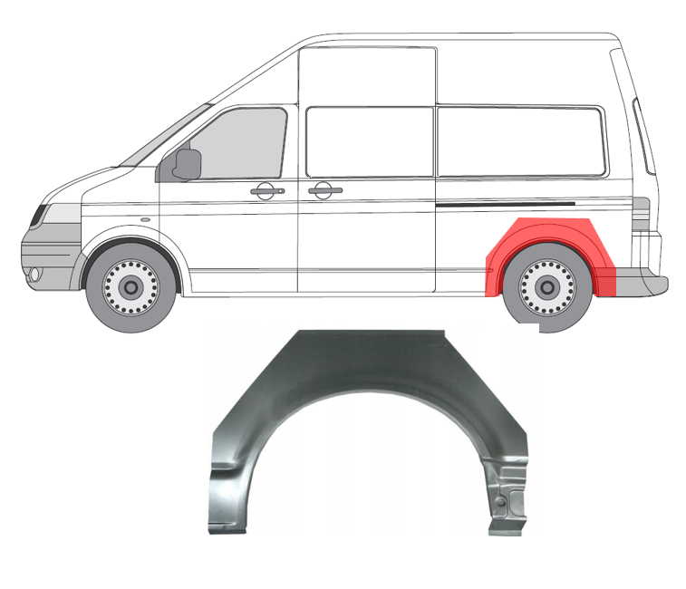 VW T5/Multivan (03-) Galinė arka (kairė), VW T5, 956883-5, 5903107062153, VW Multivan arka, VW Transporter galinės arkos