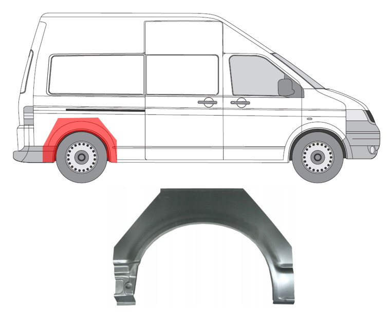 VW T5/Multivan (03-) Galinė arka (dešinė), VW T5, VW Multivan arka, VW Transporter galinės arkos, 956884-5, 5903107062160