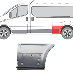 Trafic/Vivaro/Prima (01-) Część przed tylnym kołem (długa, lewa), Opel Vivaro, Renault Trafic, Nissan Primastar galinis sparnas, 60268381, 5901532562408, Opel Vivaro